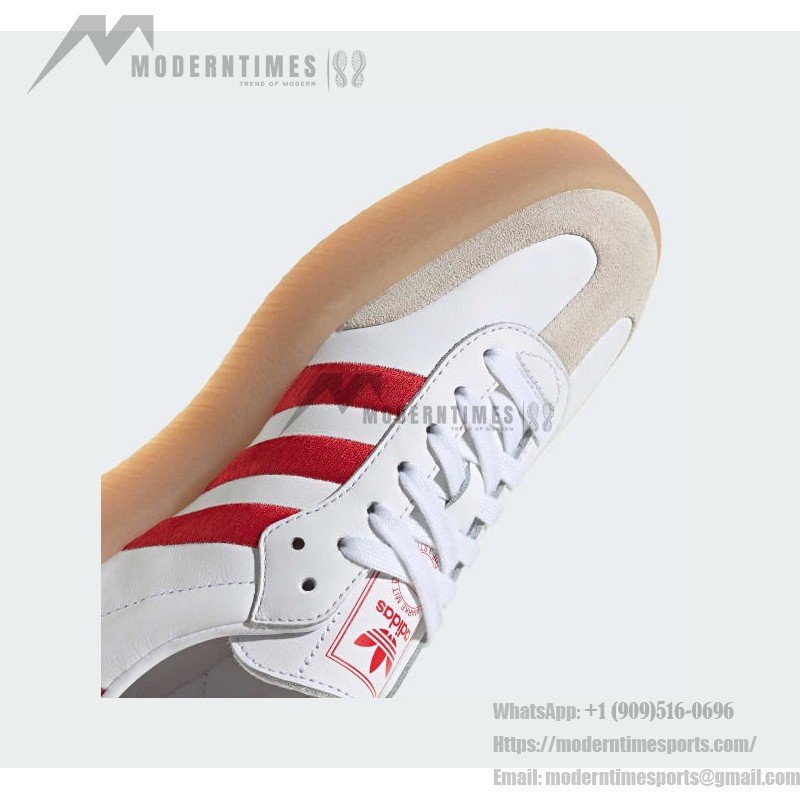 Adidas Samba ID0438 White Sneakers with Red Stripes and Suede Details