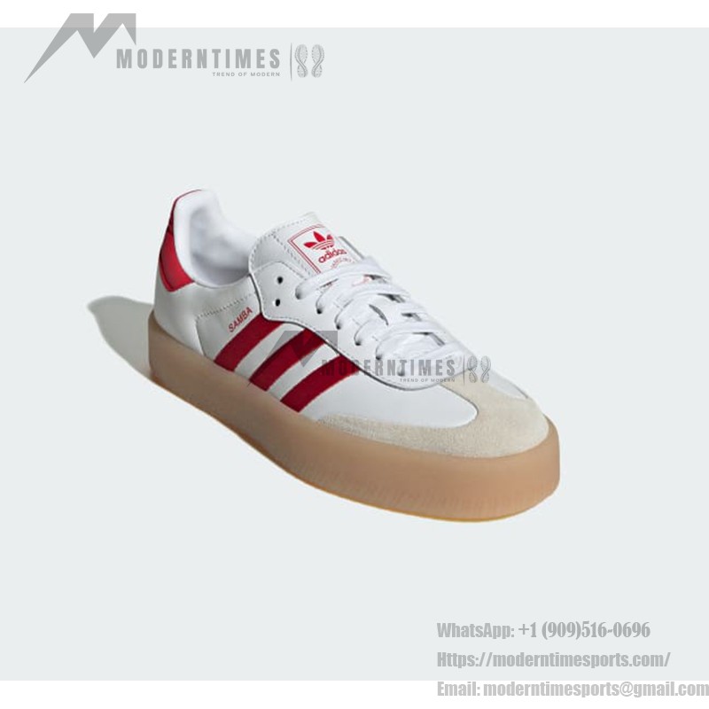 Adidas Samba ID0438 White Sneakers with Red Stripes and Suede Details