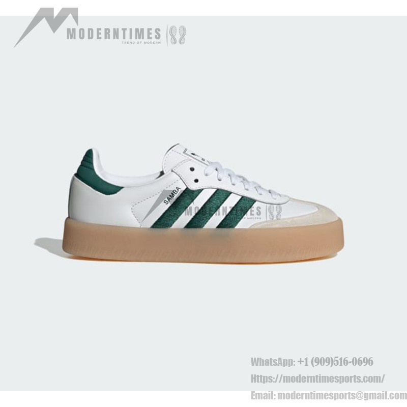 Adidas Samba OG ID0440 White Sneakers with Green Stripes and Gum Sole