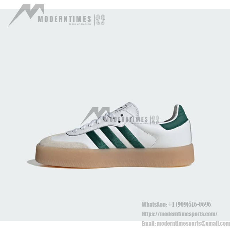 Adidas Samba OG ID0440 White Sneakers with Green Stripes and Gum Sole