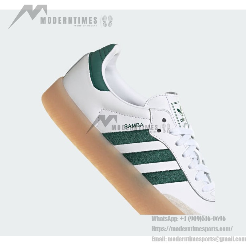 Adidas Samba OG ID0440 White Sneakers with Green Stripes and Gum Sole