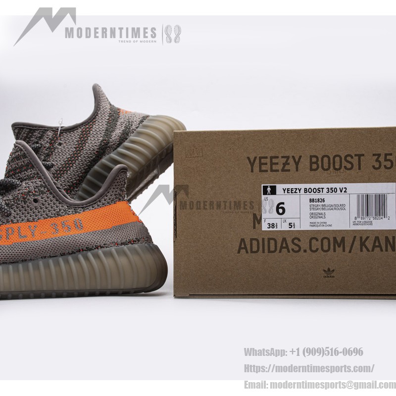 Adidas Yeezy Boost 350 V2 “Beluga” BB1826 Gray and Orange Sneakers