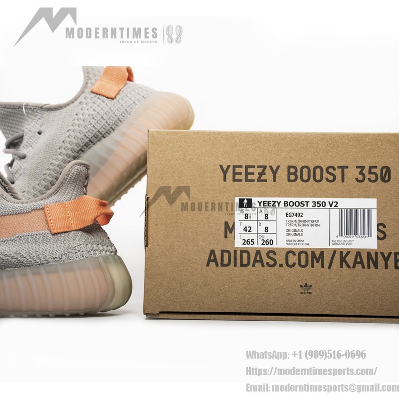 Adidas Yeezy Boost 350 V2 True Form EG7492 Limited Edition Sneaker with Grey Tones and Orange Accents