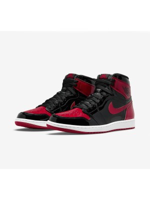 Air Jordan 1 High OG Patent Bred 555088-063 - Classic Black and Red High-Quality Design