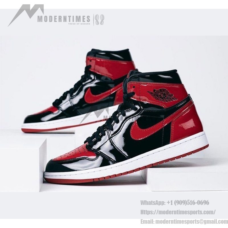 Air Jordan 1 High OG Patent Bred 555088-063 in Classic Black and Red Colorway