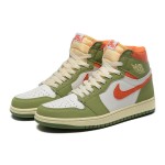 Air Jordan 1 High OG "Craft Celadon" FB9934-300 Limited Edition Green Orange Premium Leather Basketball Shoes