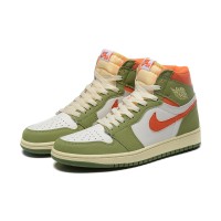 Air Jordan 1 High OG "Craft Celadon" FB9934-300 Limited Edition Green Orange Premium Leather Basketball Shoes