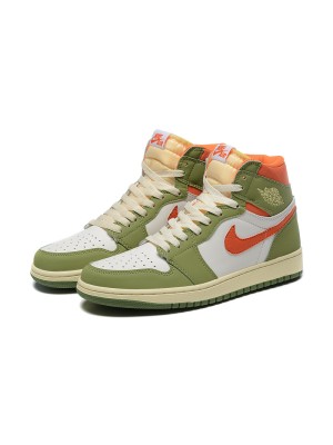 Air Jordan 1 High OG "Craft Celadon" FB9934-300 Limited Edition Green Orange Premium Leather Basketball Shoes