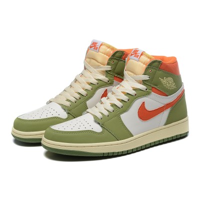 Air Jordan 1 High OG "Craft Celadon" FB9934-300 Limited Edition Green Orange Premium Leather Basketball Shoes