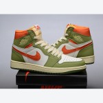 Air Jordan 1 High OG "Craft Celadon" FB9934-300 Limited Edition Green Orange Premium Leather Basketball Shoes