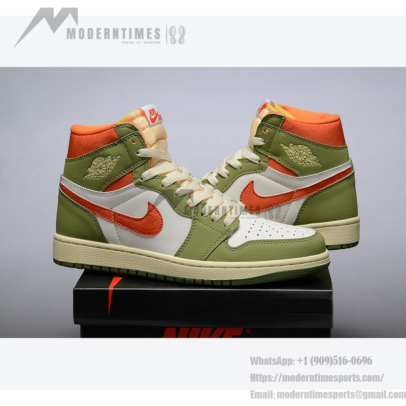 Air Jordan 1 High OG "Craft Celadon" FB9934-300 Limited Edition Green Orange Premium Leather Basketball Shoes