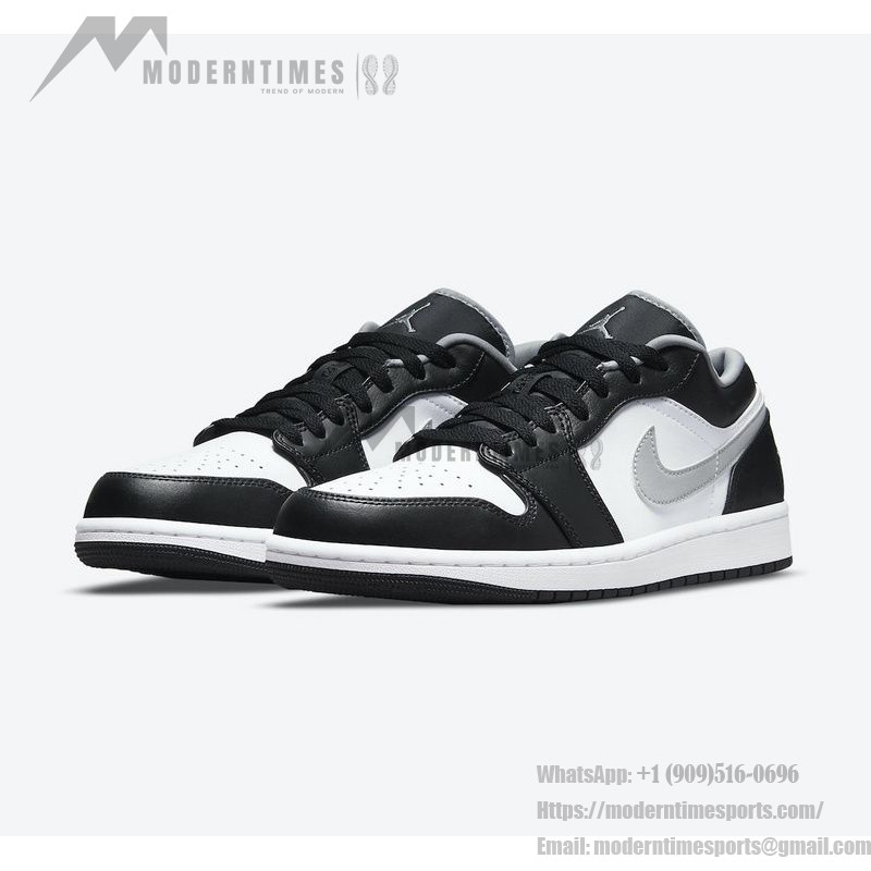 Air Jordan 1 Low 553558-040 - Classic Black & White Low-Top Sneaker with Smooth Leather Upper