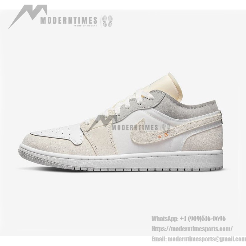 Air Jordan 1 Low Craft “Inside Out” DN1635-100 White/Reverse Design Sneakers Low-Top Style