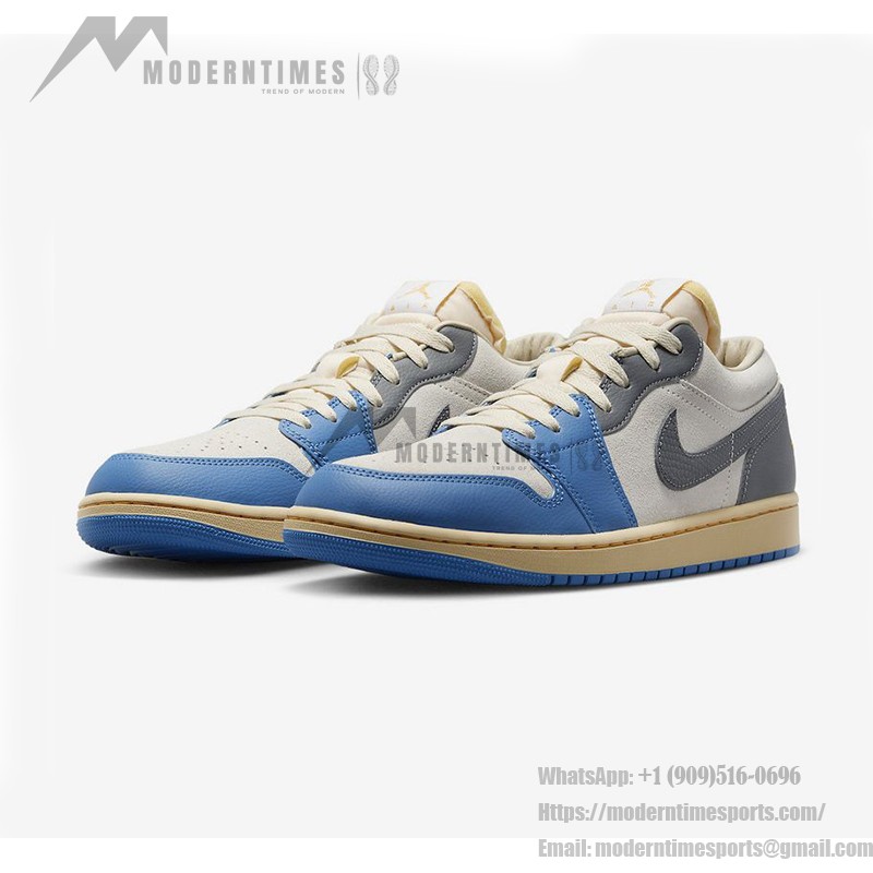 Air Jordan 1 Low 'UNC Grey' DZ5376-469 - Classic Premium Grey & University Blue Sneakers