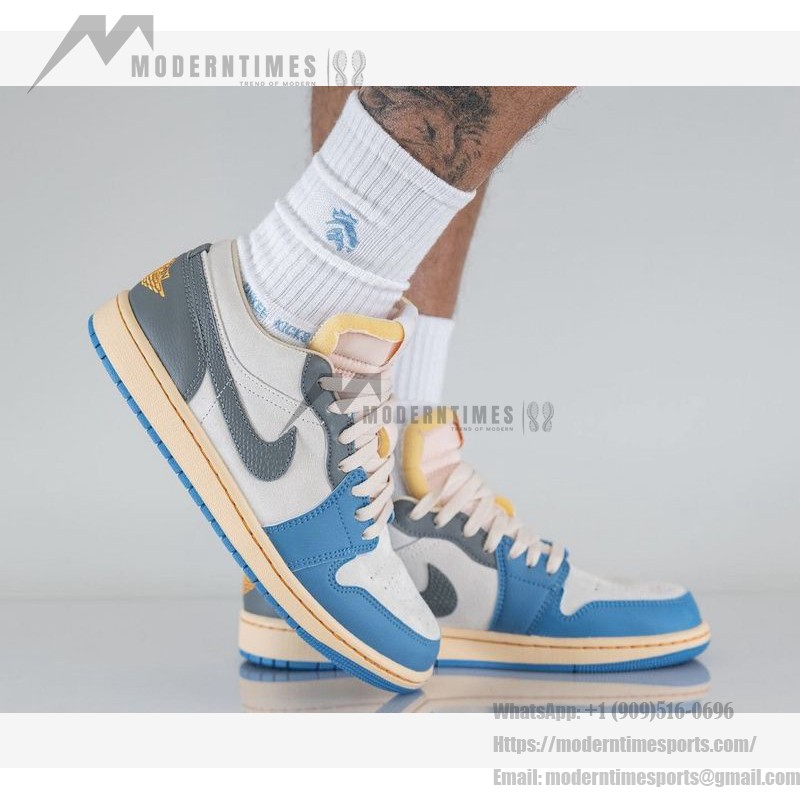 Air Jordan 1 Low 'UNC Grey' DZ5376-469 - Classic Premium Grey & University Blue Sneakers