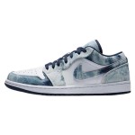 Air Jordan 1 Low Washed Denim CZ8455-100 - Distressed Blue Denim Upper