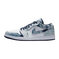 Air Jordan 1 Low Washed Denim CZ8455-100 - Classic Retro Low-Top Sneaker with Distressed Blue Denim