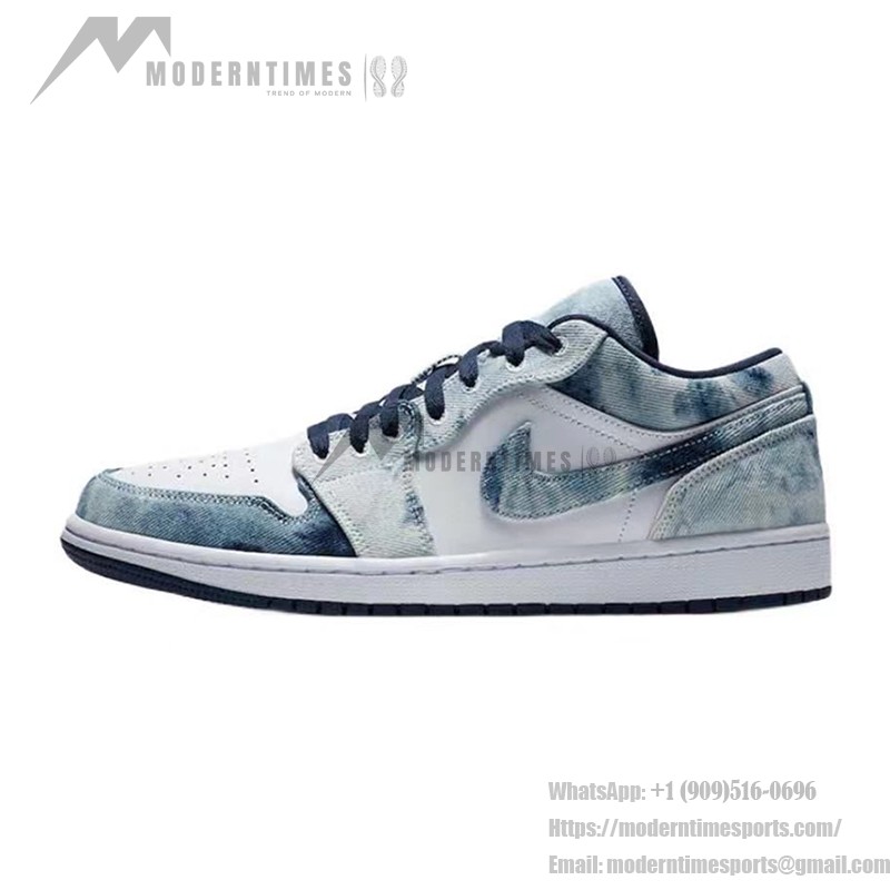 Air Jordan 1 Low Washed Denim CZ8455-100 - Distressed Blue Denim Upper