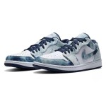 Air Jordan 1 Low Washed Denim CZ8455-100 - Distressed Blue Denim Upper