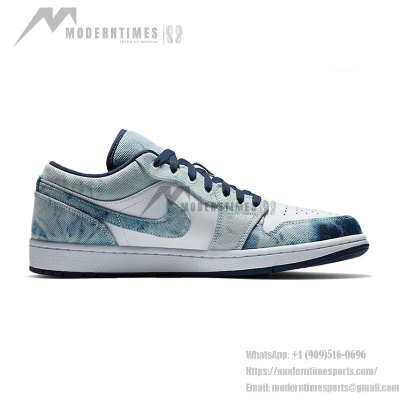 Air Jordan 1 Low Washed Denim CZ8455-100 - Distressed Blue Denim Upper