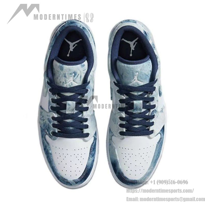 Air Jordan 1 Low Washed Denim CZ8455-100 - Distressed Blue Denim Upper