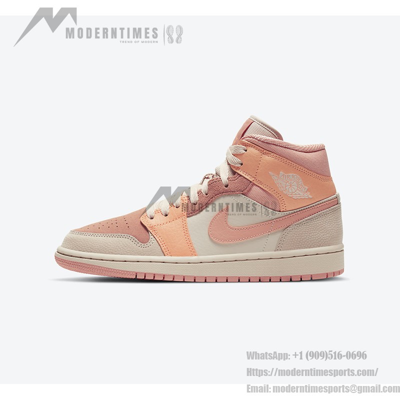 Air Jordan 1 Mid Bright Orange White Mid-Top Basketball Shoes