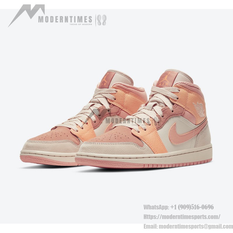 Air Jordan 1 Mid Bright Orange White Mid-Top Basketball Shoes