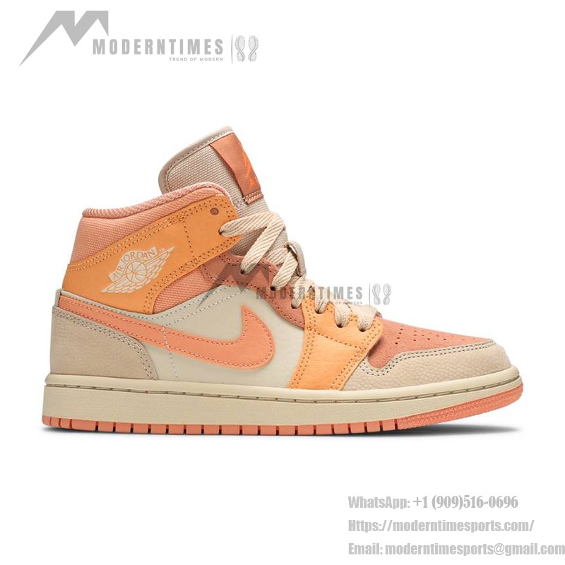 Air Jordan 1 Mid Bright Orange White Mid-Top Basketball Shoes