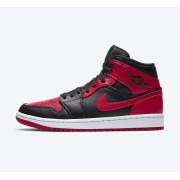 Limited Edition Air Jordan 1 Mid “Bred” 554724-074 Iconic Black and Red Sneakers