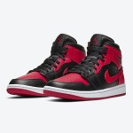 Air Jordan 1 Mid “Bred” 554724-074 Iconic Black and Red Sneakers