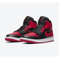 Limited Edition Air Jordan 1 Mid “Bred” 554724-074 Iconic Black and Red Sneakers