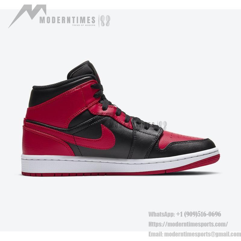 Air Jordan 1 Mid “Bred” 554724-074 Iconic Black and Red Sneakers