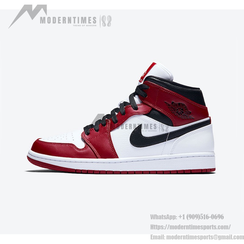 Air Jordan 1 Mid Chicago red and white leather sneakers