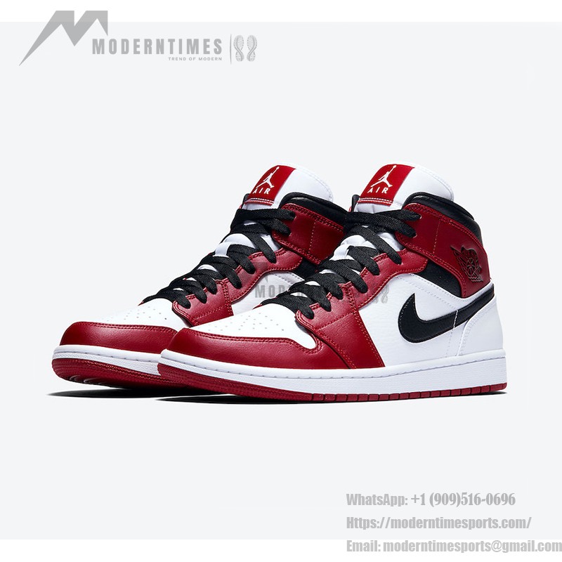 Air Jordan 1 Mid Chicago red and white leather sneakers