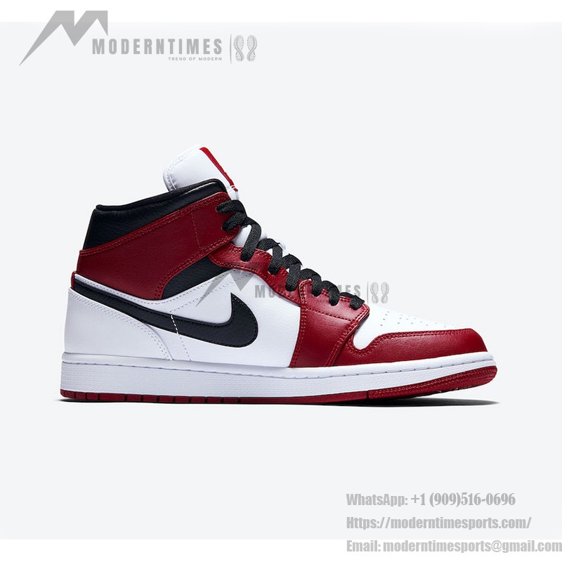 Air Jordan 1 Mid Chicago red and white leather sneakers