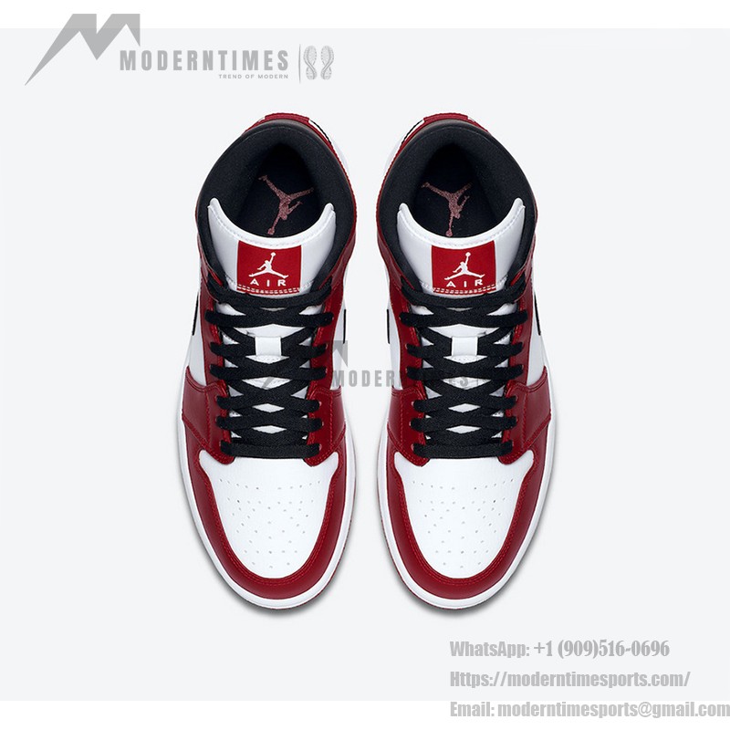 Air Jordan 1 Mid Chicago red and white leather sneakers