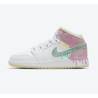 Air Jordan 1 Mid GS ‘Paint Drip’ DD1666-100 - Creative Paint Drip Design Sneakers | Youth Edition | Classic Fashion