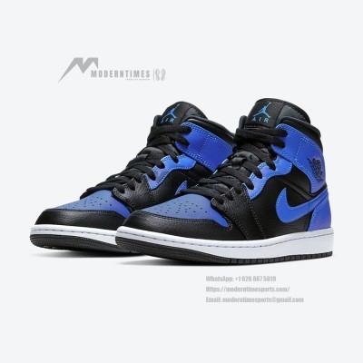 Shop Air Jordan 1 Mid 'Hyper Royal' - Exclusive Black & Blue High-Top Sneakers | Model 554724-077