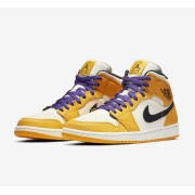 Air Jordan 1 Mid 852542-700 - Exclusive Yellow & Purple Colorway - Stylish & Durable Basketball Sneakers