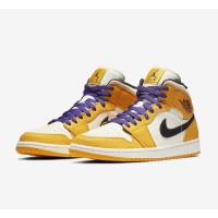Air Jordan 1 Mid 852542-700 - Exclusive Yellow & Purple Colorway - Stylish & Durable Basketball Sneakers