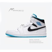Shop Air Jordan 1 Mid White & Laser Blue Sneakers - Exclusive Style 554724-141