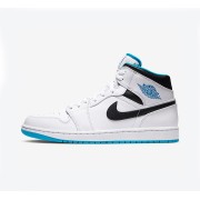 Shop Air Jordan 1 Mid White & Laser Blue Sneakers - Exclusive Style 554724-141