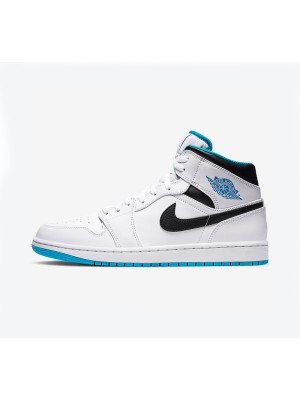 Shop Air Jordan 1 Mid White & Laser Blue Sneakers - Exclusive Style 554724-141