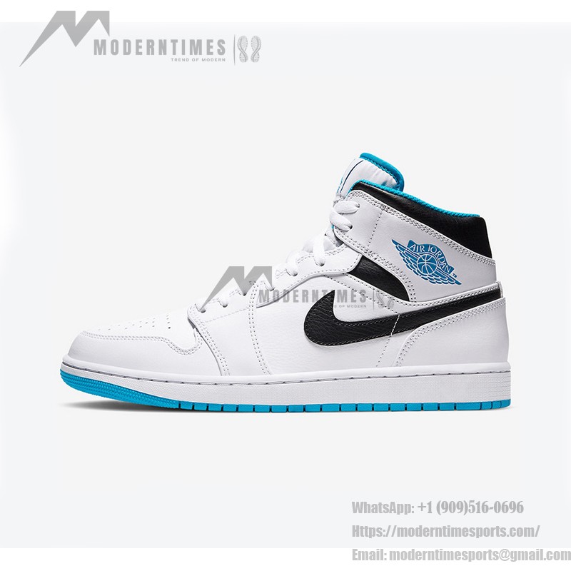 Shop Air Jordan 1 Mid White & Laser Blue Sneakers - Exclusive Style 554724-141