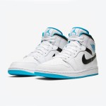 Shop Air Jordan 1 Mid White & Laser Blue Sneakers - Exclusive Style 554724-141