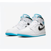 Shop Air Jordan 1 Mid White & Laser Blue Sneakers - Exclusive Style 554724-141