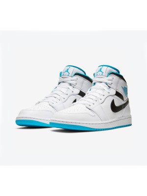 Shop Air Jordan 1 Mid White & Laser Blue Sneakers - Exclusive Style 554724-141