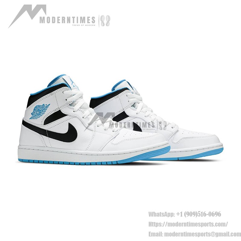 Shop Air Jordan 1 Mid White & Laser Blue Sneakers - Exclusive Style 554724-141