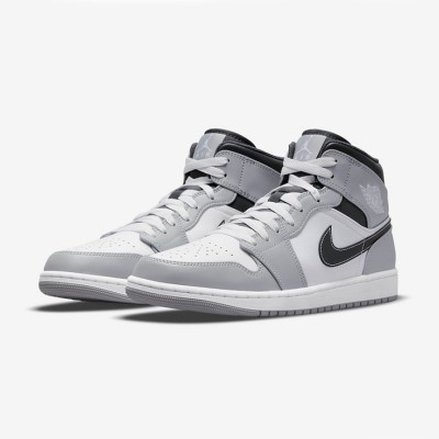 Air Jordan 1 Mid “Light Smoke Grey” 554724-078 – Stylish Light Grey High-Top Sneakers with Classic Design and Comfort