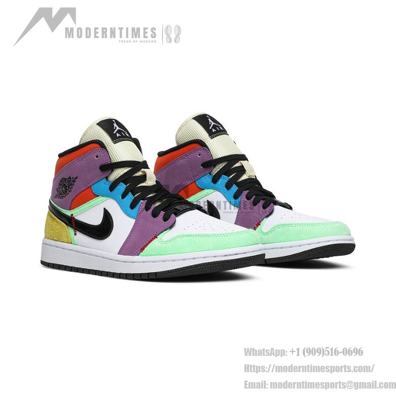 Air Jordan 1 Mid “Multicolor” CW1140-100 High-Top Sneakers